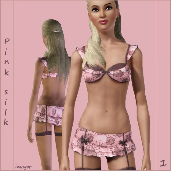 Pink silk - lingerie 1 - by imoger
