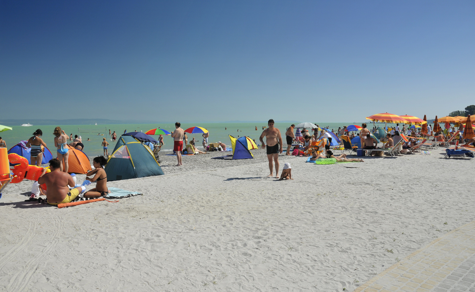 Balatonlelle beach and sunbeds