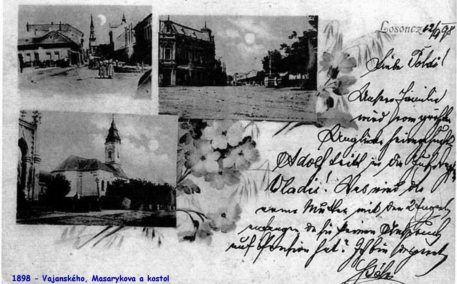 1898 - Vajanského ulica, pohľad na Masarykovu ulicu z Kubíny