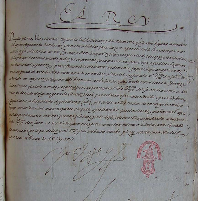 II. Fülöp ediktuma Don Juan de Austria kinevezéséről