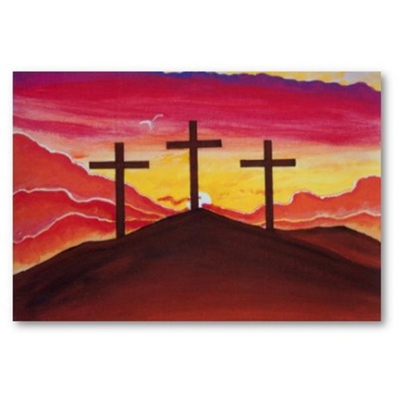 three crosses crucifixion of jesus painting art poster-p22859495