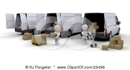 25496-Clipart-Illustration-Of-Two-White-Characters-Loading-Shipp