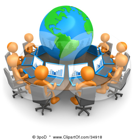 34918-Clipart-Illustration-Of-A-Group-Of-Orange-People-Working-O