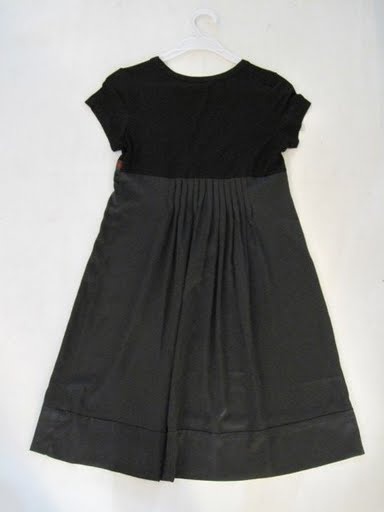 90716B-34 GUCCI BLACK COTTON JERSEY&SILK DRESS SIZE 2 4 6(BACK) 