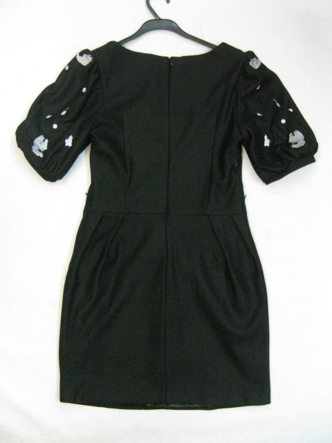 91017A-08  GUCCI BLACK WOOL&COTTON DRESS SIZE 2 4 6 (BACK) PRICE