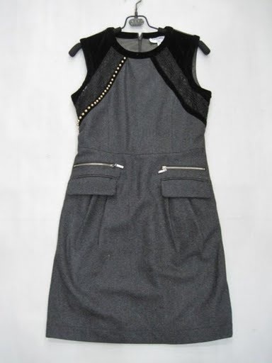 90801B-05A CHANEL GREY WOOL COTTON DRESS SIZE 2 4 6 PRICE USD 43