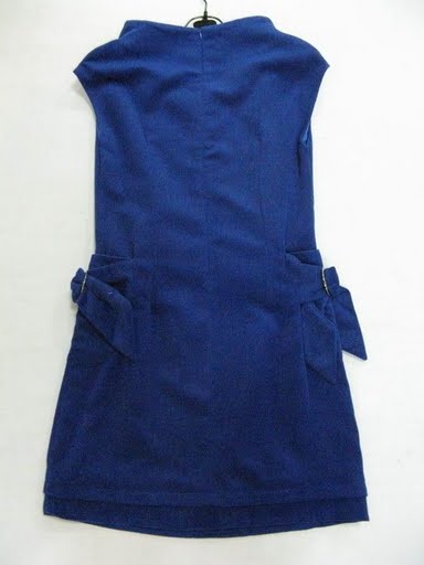 90810C-35 ANNASUI BLUE WOOL DRESS SIZE 2 4 6(BACK) PRICE USD 51[