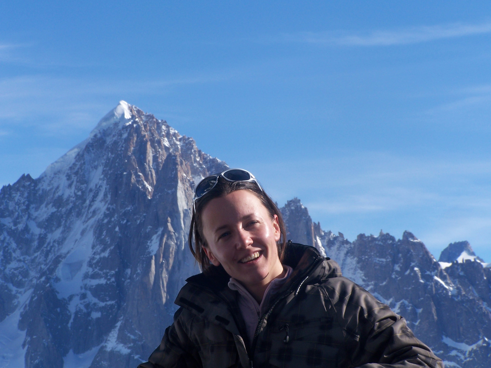 Edina is happy :-) on Aiguille de Midi, France