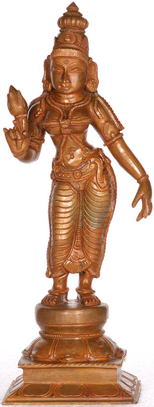 standing lakshmi with a lotus bud rp85